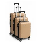 Polystyrenes Zag Pattern Wheeled Traveling Luggage Boxes Set of 3 - Brown