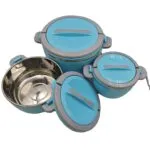 New 3PCS Multi-Capacity Plastic Lunch Box Set with Stainless Steel Food Warmer Inside Dinnerware Set