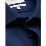 Hawes & Curtis Men's Formal Navy Slim Fit Cotton Stretch Shirt - Single Cuff - Image 4