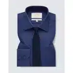 Hawes & Curtis Men's Formal Navy Slim Fit Cotton Stretch Shirt - Single Cuff - Image 3