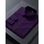 Men's Solid Color Long Sleeve Button Down Lapel Shirt With One Breasted Pocket - Classy purple