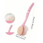 Double Sided Long Handled Bath Brush Pink 34cm - Image 2