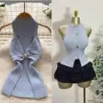 Stylish Ribbed Metal Knot Top