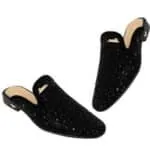 Men's Vintage Rhine Mules Stoned Half Shoes - Black - Image 3