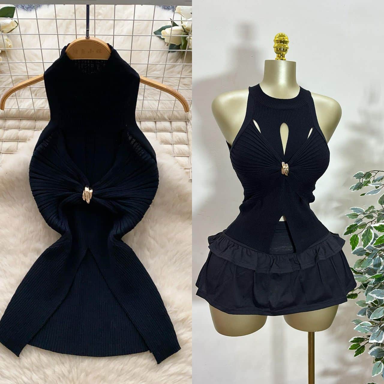 WhatsApp Image 2025-08-12 at 10.53.01 PM Halter Neck Ribbed Knit Top - Image 1