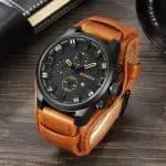 Curren Exotic Leather Strap Military Sports Men Watch-Coffee Brown - Image 3