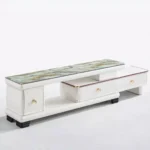 Modern Adjustable Tv Cabinet Stand With Double Drawers-White