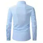 3pcs Men's Solid Color Lapel Collar Design Dress Shirts, Long Sleeve Button Up Shirt white/blue/black - Image 2