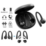 Onn Over Ear Wireless Earbuds With Earhook - Black - Image 2