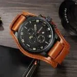 Curren Exotic Leather Strap Military Sports Men Watch-Coffee Brown - Image 2