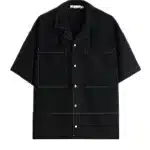 Relaxed Fit Short Sleeve Shirt Camp Collar With Chest Patch
