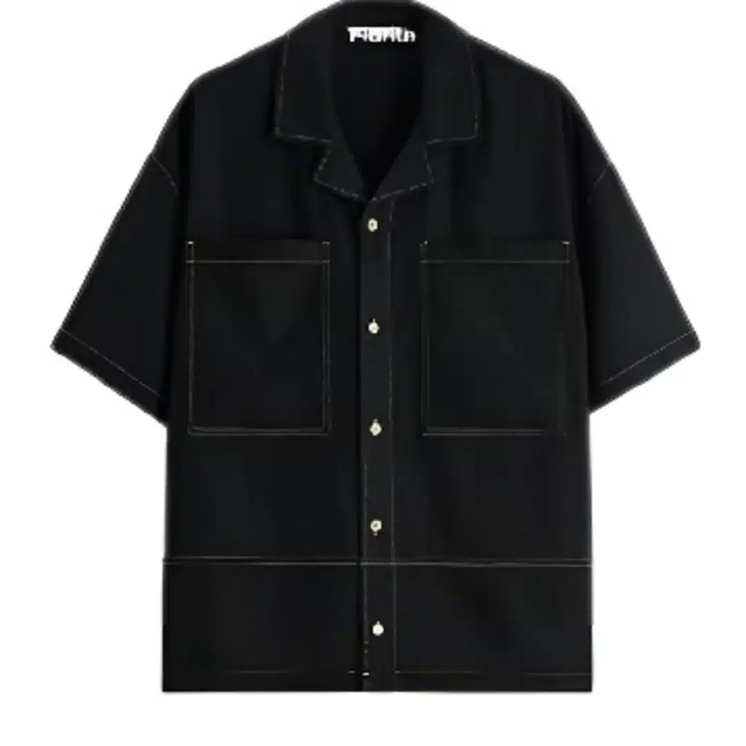 218614_1687170104 Relaxed Fit Short Sleeve Shirt Camp Collar With Chest Patch - Image 1