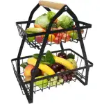 2 Tier Metal Fruit Basket - Black