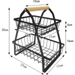 2 Tier Metal Fruit Basket - Black - Image 2