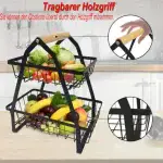 2 Tier Metal Fruit Basket - Black - Image 3