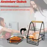 2 Tier Metal Fruit Basket - Black - Image 4