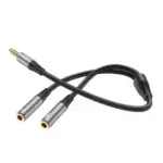 3.5mm Male To 2 X Female Headset Audio Adapter Cable - Metal Grey - Image 3