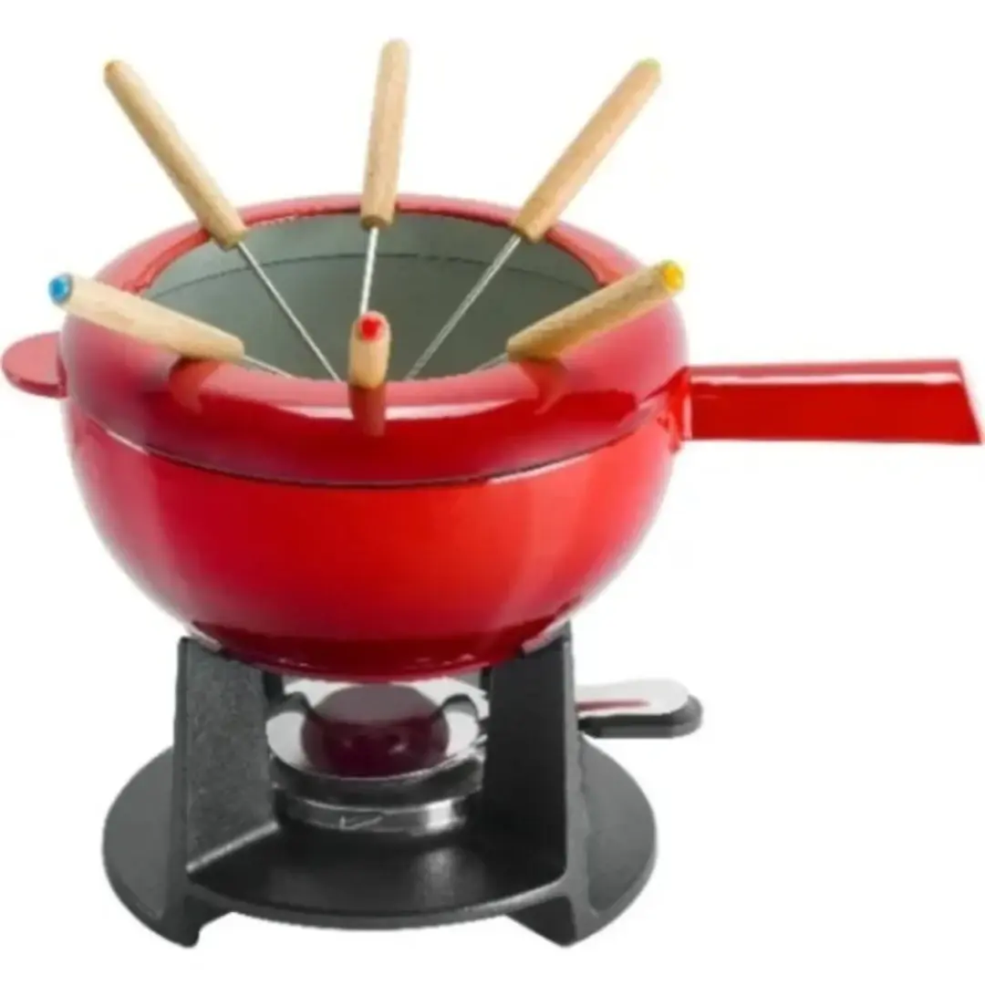 242324_1758185588 Fondue Pot Set With 6 Forks- For Chocolate- Caramel - Cheese - Sauces And More - 20cm - Image 1