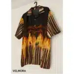 Men’s Oversized Vintage Shirt – Flame Striped Pattern - Velmora Prime - Image 2