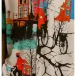 Men’s Oversized Vintage Shirt – Artistic Bicycle & City Print - Velmora Prime - Image 3