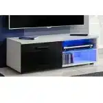 Tv Stand White Black Tv Shelf With LED Light - Image 2