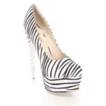 Zebra Spikey Platform Heels - White - Image 2