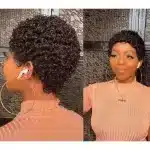 Venus Jerry Curl Short Hair Wig - Natural Black, Kinky Curly Synthetic Wig - Image 2