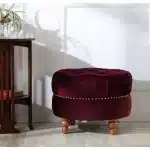 Round Ottoman- 2 Pieces - Wine - Image 2