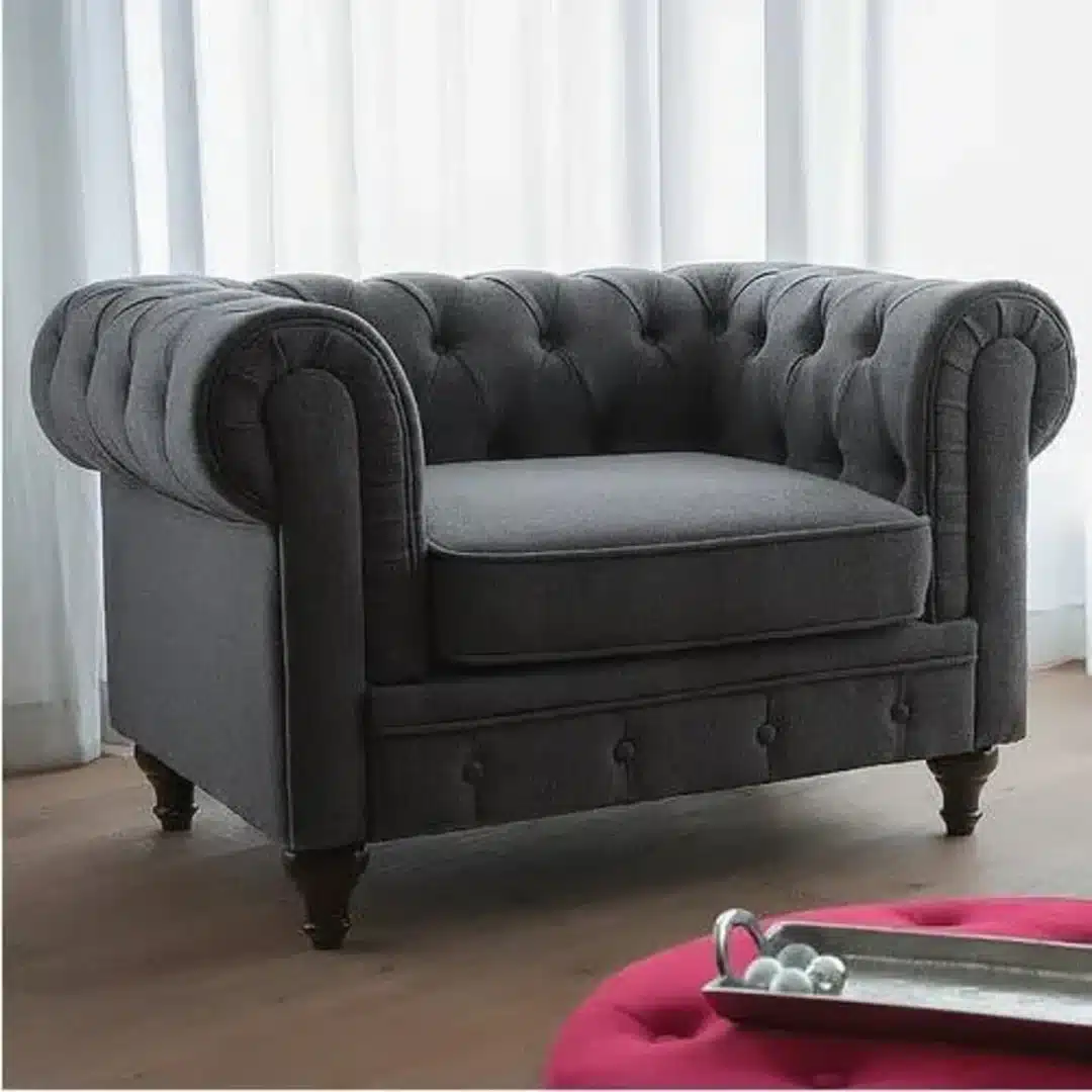 215781_1694509263 A&S Chesterfield Sofa Chair - Grey - Image 1