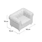 A&S Chesterfield Sofa Chair - Grey - Image 3