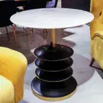 Vento Furniture Metal Coffee Marble Table - Image 4