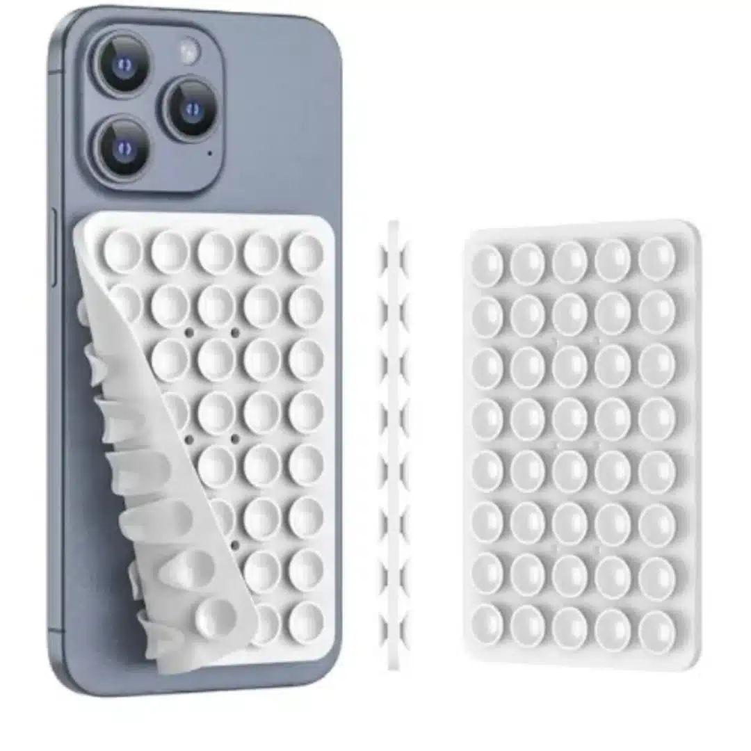 243484_1760088913 A&S Universal Silicone Phone Holder Wall Mount - White, 5.5x8cm - Hands-Free Charging & Viewing - Image 1