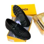 Men's Geometric Loafers With Chunky Sole And Metallic Accent - Black - Image 2