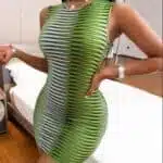 Sexy Sleeveless Striped Dress Women's Cross-Border Dress - Image 5