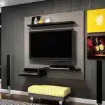 Tv Console Floating Wall Shelve For 32" Tv- Z Biege-black