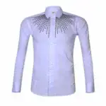 Levi Gardin Men’s Unique Long Sleeve Shirts - White