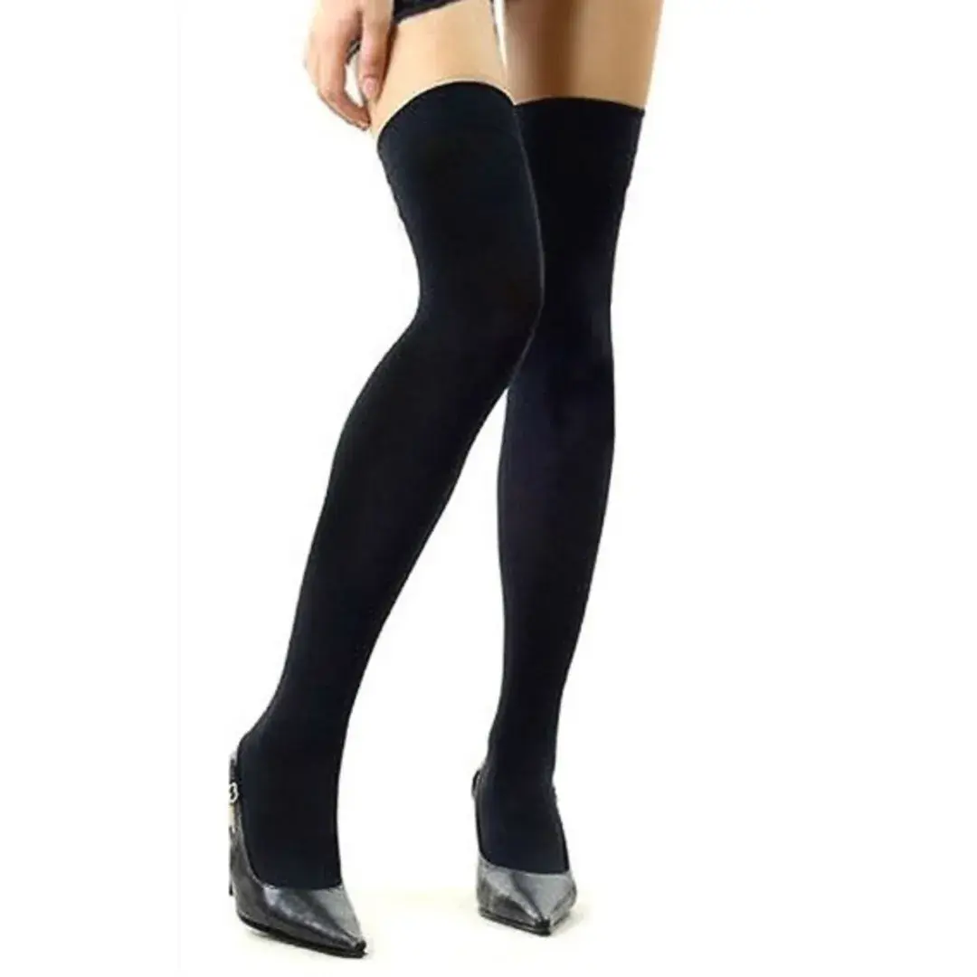 Over-The-Knee-Socks-Thigh-High-Cotton-Stockings---Black-7188458_4 Over The Knee Socks Thigh High Cotton Stockings - Black - Image 1