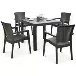 Malibu Rattan Dinning Table And 4 Chairs Set
