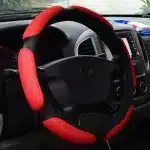 Top Grade Fabric Ergonomic Steering Wheel Cover - Red And Black