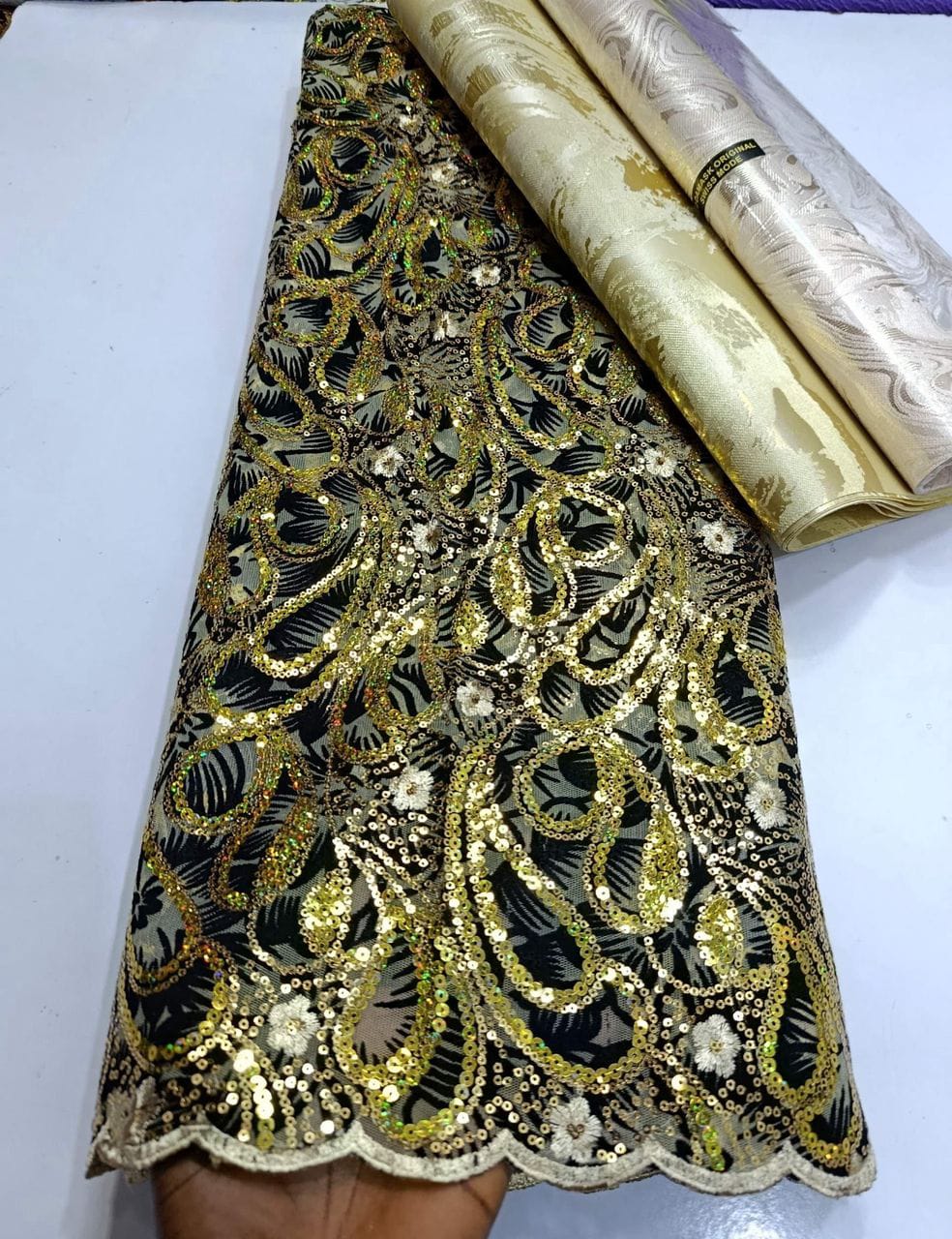 WhatsApp Image 2025-11-14 at 08.36.47_e167a14b Majestic Gold Sequin Lace - Image 1