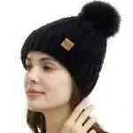 REDESS Women's Winter Pompom Beanie Hat for Women-White - Image 3