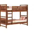 Double Bunk Bed Mahogany Or Iroko Wood 76" (l) X 42.5" (w) With Side Guards And A Strong Ladder