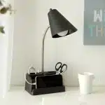 Mainstays 15" Organizer Desk Lamp, Black, with USB Port and AC Outlet - Image 2