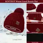 KOITHOT 3‑Piece Women Winter Set – Beanie, Gloves & Scarf-Red - Image 4