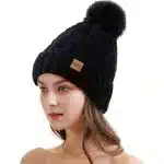 REDESS Women's Winter Pompom Beanie Hat for Women-White - Image 2