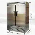 Commercial Reach in Refrigerator, 54" x 32" x 81 3/8", 42 Cubic Ft, Double Door Stainless Steel Fridge, for Restaurant - Image 2