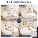 New 108" Plush Corduroy Cloud Couches Sectional Sofa with L-Shaped Modular Boneless Sofa for Living Room - Image 4