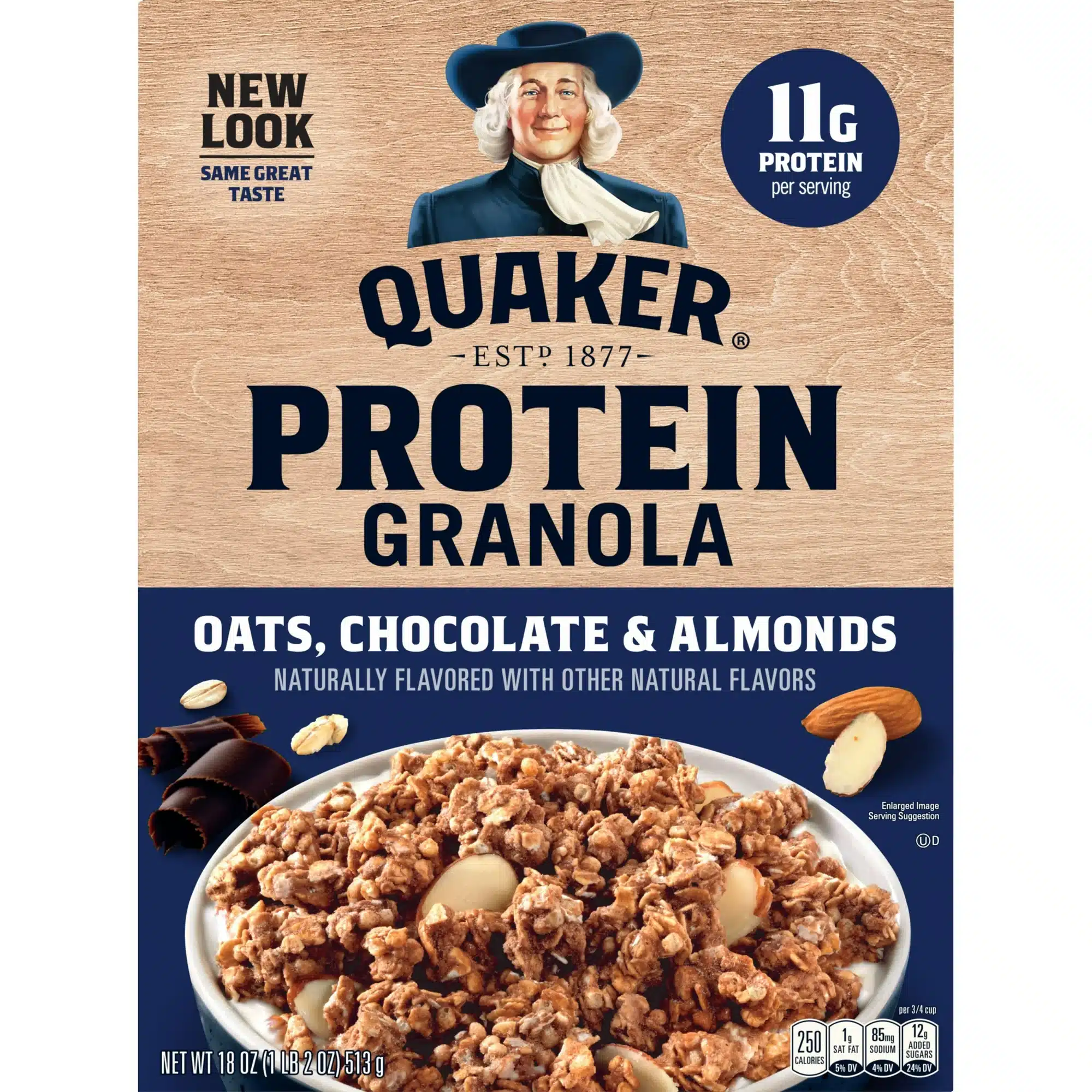 89e8cfd6-b357-4d41-a3a4-3e167dca92ef.ab243da36848a7df9665b5c57851e14b Quaker Protein Granola Oats Chocolate & Almonds, 18 oz Single Pack - Image 1
