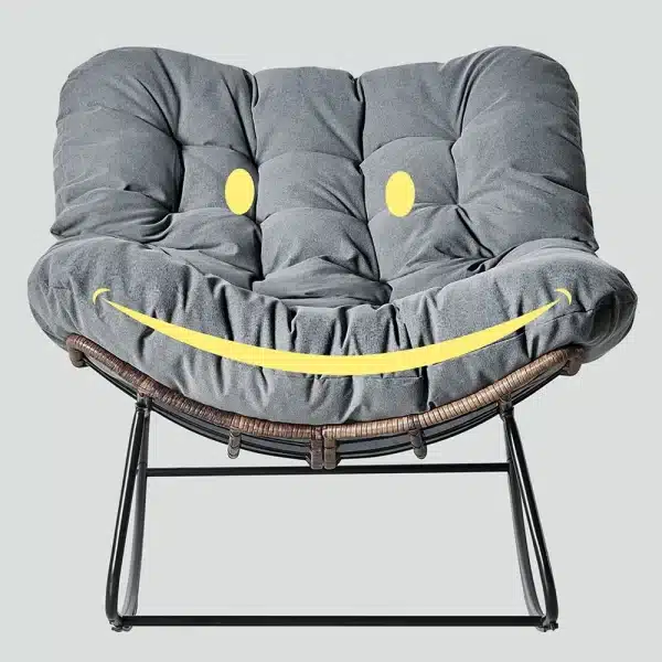 Oversized Papasan Wicker Rocking Chair with Cushion - Image 4
