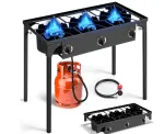 Ktaxon 3 Burner Gas Propane Cooker Outdoor Camping Picnic Stove Stand BBQ Grill